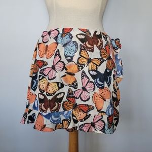 Show Me Your Mumu Valley Skort Ruffle Multicolored Butterfly Skirt SZ L